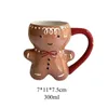 Muggar 300 ml pepparkakor man mugg tecknad söt kawaii julmugg 3d pepparkakor man keramisk kopp mjölk kaffevatten kopp mugg gåva 231121