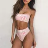 Kobiety stroje kąpielowe Kawaii Anime Print Seksowne bikini zestaw pływackich dla kobiet Summer Bandeau Bikini Push Up Teen Girls Swimsuit Plaża