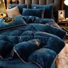 Bedding sets Ultrathick Milk Fleece Winter Set Luxury Warm Comfortable Duvet Cover with Sheets Comforter and Pillowcases 231121