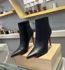 Bottes à talons hauts pour femmes, chaussures à bout pointu, bas rouge brillant, talons fins 8cm 10cm, botte en cuir noir, talon haut mince, mode automne hiver, nouvelles bottes courtes 35-42