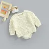 Rompers 5 Colors Spring Autumn Baby Rompers Clothes 0-24M born Boys Girls Plaid Long Sleeve O-neck Sweatshirts Jumpsuits 230421