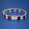 Trenda Ruby Emerald Diamentowa Bransoletka Bransoletka 100% Real 925 Srebrne bransoletki ślubne dla kobiet biżuteria zaręczynowa