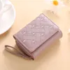 Card Holders Short Purse Embroidery Coin Multi-slot Buckle Zipper Bag Money Clip