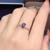 Cluster-Ringe, natürlicher Opal-Ring, mehrere Stile, 925er Silber, zertifiziert, 5 x 7 mm, schwarzer Edelstein, schönes Geschenk für Mädchen