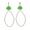 Dangle Earrings 70 34mm Big Size Women Oval Earring Wiht Pink Green Zircon Fashion Ear Jewelry