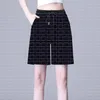 Sommer-Shorts für Damen, fünfte Hose, lockere Freizeithose, modische bedruckte Buchstaben, kurze Samt-Hose, lässige, lockere Joggerhose mit hoher Taille