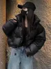 Kadınlar Down Parkas Kalın Kadın Kış Ceket Sıcak Gevşek Kabarık Paltolar Pamuk Pamuk Yastıklı Stand Yakası Korean Ceketler Siyah Moda Kadın Giysileri 231120