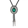 Strikjes Bolo Tie Vlinderdas Koreaanse Mode Luxe Retro Heren Pak Overhemd Accessoires Groene Strass Halfedelsteen Hanger