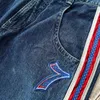 Jeans pour hommes Rétro Hip Hop Numéro 7 Broderie graphique JNCO Y2k Punk Street Baggy Pantalon en denim pour hommes Vintage Blue Stripe Wide Leg 231121