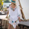 Costumi da bagno da donna Copricostume bikini bianco con frange Abito da spiaggia a tunica cava sexy da donna 2023 Costume da bagno estivo Costumi da bagno Vestido De