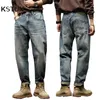 Jeans pour hommes KSTUN jeans pour hommes coupe ample sarouel vêtements poches à la mode short en jean surdimensionné 231112