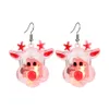 LED choinka akrylowe akrylowe kolczyki dla kobiet Święty Mikołaj śnieżny Man Moose Head Party Jewelry Pendientes