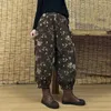 Women's Pants Print Loose Thicken Cotton Lady Ankle-Length Fashion Vintage Casual Lantern Trousers Winter Female Warm Radish Haren