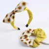 Hair Accessories Oaoleer 2Pcs/set Sunflower Print Headband For Kids Girls Cute Handmade Elastic Rubber Scrunchies Women Ponytail Holder