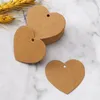 Party Supplies 50/100pcs DIY Love Heart Shaped Tag Kraft Paper Blank Card för bröllop födelsedag Holiday Cake Flower Gift Custom Label