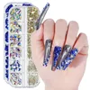 Nail Art Decorations 12Gird Box Multi Size ABColorful fix Rhinestones Flatback Crystal Diamond Gems 3D Glitter Nail Art Luxurious Decorations * 231120