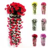 Hot Sales Violet Artificial Flower Wall Hanging Simulation Violet Orchid Fake Silk Vine Flowers Wedding Party Home Garden Balcony Decoration