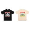 Diseñador Ropa de moda Camisetas Camisetas Island Print High Street Trendy Loose Oversize Couple Outfit Hip-hop Trendy Label Rhude T-shirt Tops Algodón Streetwear