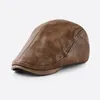 Bérets hommes casquette béret en cuir Pu Sboy chapeau plat lierre printemps automne chaud Golf conduite accessoire pour l'extérieur