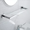 Bathroom Shelves SUS 304 Stainless Steel Bathroom Glass Shelf Wall Mount Glass Towel Rack Polished Storage Towel Hanger Rack 230421
