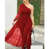 Casual Dresses Women Jumpsuit svart meshwork långärmad hög midja eleganta kontor damer arbetar bära kvinnliga smala övergripande sxl drop del dh5yq