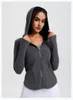 Al Women Ribbed Nu Hooded Jacket outfit Womens Activewear Slim Fit Zip Thumb Hole Running Workout Fitness Yoga Jackets