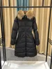 Designer Monclair Femmes Down Veste Vestes d'hiver Manteaux Véritable Collier de cheveux de raton laveur Chaud Parkas de mode avec ceinture Lady Coton Long Manteau Vêtements d'extérieur Grande poche