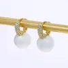 Hoop Earrings 2023 Summer Selling Fashion Women Girl Jewelry Gold Plated Big White Fresh Pearl Beaded Huggie Earring