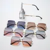 Sunglasses Half Frame Women Brand Pearl Square Fashion Shades UV400 Vintage Glasses Traveling Sun For