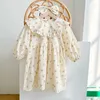 Girl Dresses Girls Floral Dress Toddler Korean Princess Born Romper Sister Outfit Spring Autumn Long Sleeve Infant Beige