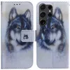 A55 bloem hoesjes voor Samsung S24 Ultra Plus A35 A05 A05S A15 S23 FE A14 5G A15 M34 Moto Edge 40 Neo G84 G54 G14 lederen portemonnee Wolf Tiger ID-kaartsleuf Flip Cover houder etui