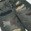 Jeans masculinos harajuku panos vintage soltos azul masculino de rua de rua 2k gótico de manchas de retalhos grandes para mulheres Bermuda