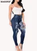 Damesjeans Vrouwen gescheurd jeans hoge taille stretch mager slanke fit vrouwelijk potlood y2k broek vernietigde denim broek dames casual gat broek 230421