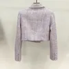 Manteau/jupe lilas à Double boutonnage en Tweed pour femmes, tricots à la mode, Style rétro, tempérament