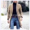 Mélanges de laine pour hommes automne hiver mode manteau en laine couleur unie simple boutonnage revers Long manteau veste mâle épaissir chaud veste décontractée 231120