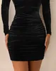 Casual Jurken Vrouwen Sexy Kwastje Ontwerp Fluwelen Bodycon Jurk Temperament Woon-werkverkeer Vrouw Mode Col Lange Mouw Skinny Party