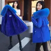 Frauen Daunen Parkas 2023 Winter Jacke Frauen Parka Mode Lange Mantel Kleidung Wolle Liner Mit Kapuze Schlank Mit Pelz Kragen warme y231120