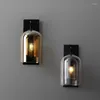 Lâmpadas de parede Lâmpada de vidro criativo nórdico âmbar/cinza cinza luz de ferro simples luz para o quarto restaurante o restaurante corredor escadas decoração