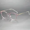 Montures de lunettes de soleil SM6506 Linde avec le même modèle de lunettes Berg Net Red. Cadre ovale simple rétro progressif, petit visage en titane