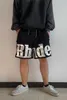 デザイナー服ショートカジュアル Rhude メッシュショーツハイストリートトレンドブランド革刺繍マルチポケットバスケットボールスポーツカジュアルカプリパンツ男性ランニングフィットネス