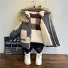 Chaquetas cuello de piel bebé con capucha de invierno para niños de invierno