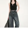 Damen Jeans American High Waist Loose Straight Style Frühling und Herbst Retro Wide Leg Draping Mop Pants Baggy