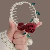 Fashion Rose Flower Hair Clip żeńska elegancka perłowa frędzla kucyk klamra klipu Kobiety do włosów Hair Akcesoria