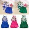 Clothing Sets Children's Westernized Hanging Neck Sleeveless Printed Top Shorts European And Baby Gloved Outfits For Girls