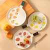 Plates Dinner Plate Ceramic Breakfast Dessert Salad With Handle Baking Pan Pizza Tray For Oven Tableware Kitchen
