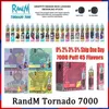 Original RandM Tornado 7000 Stylo Vape jetable Cigarettes électroniques 14 ml Pod Mesh Coil rechargeable Air-réglable 2% 5% Vaporisateur de dispositif 50 saveurs Expédition rapide