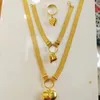 Conjunto de collar y pendientes chapado en oro de 24 quilates, 4 piezas, pendiente, anillo, pulsera, joyería para mujer DD30243