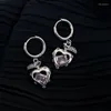 Kolczyki obręcze U-Magical Korean Fashion Pink Love Serce Crystal Układki dla kobiet modna jabłko srebrna metalowa biżuteria imprezy