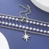 Catene Unift Collana North Star per donna Perle di perle di lusso Collana girocollo in acciaio inossidabile Accessori Gioielli di moda placcati in oro