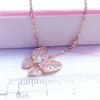 Pendant Necklaces 585 Pure Russian Purple Gold Necklace Fashion Classic Women's 14K Rose Plated Shiny Full Zircon Butterfly Chain Jewelry